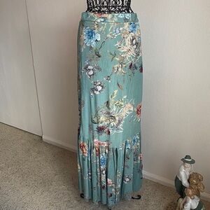 Harlan Aqua Floral Maxi Skirt